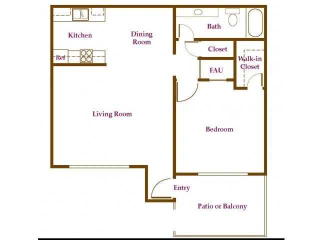 1 Bedroom / 1 Bath 20 floor plan